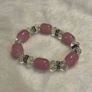 Pink stone and crystal bracelet